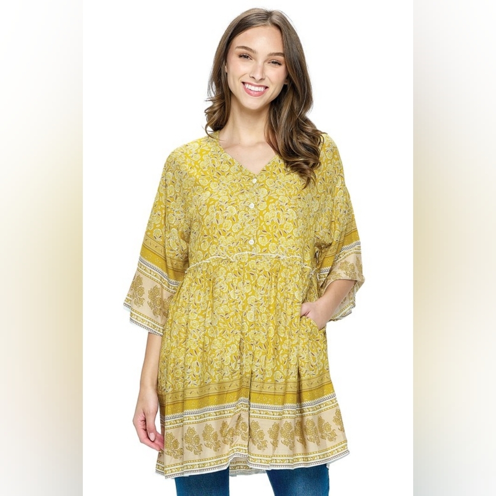 Yellow Floral Women's Tunic